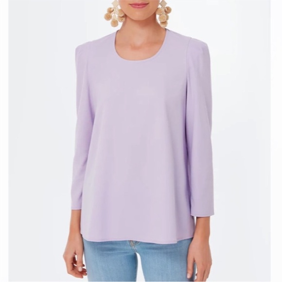 Tuckernuck Pomander Place Bedford Long Slv Blouse Lavender Preppy Sz Large NWT - Picture 1 of 11